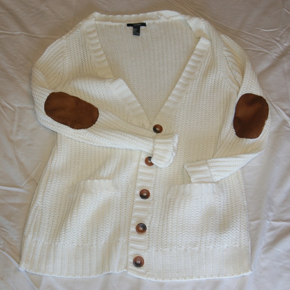 forever 21 oversized elbow patch cardigan